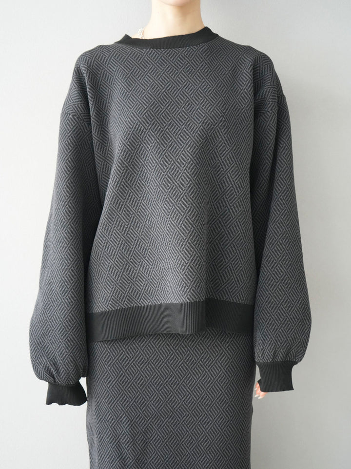 【預訂】幾何圖案聚酯套頭衫/黑色