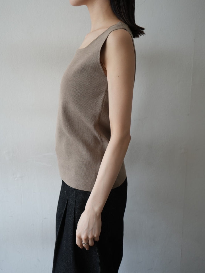Square Summer Knit Tank Top/Beige