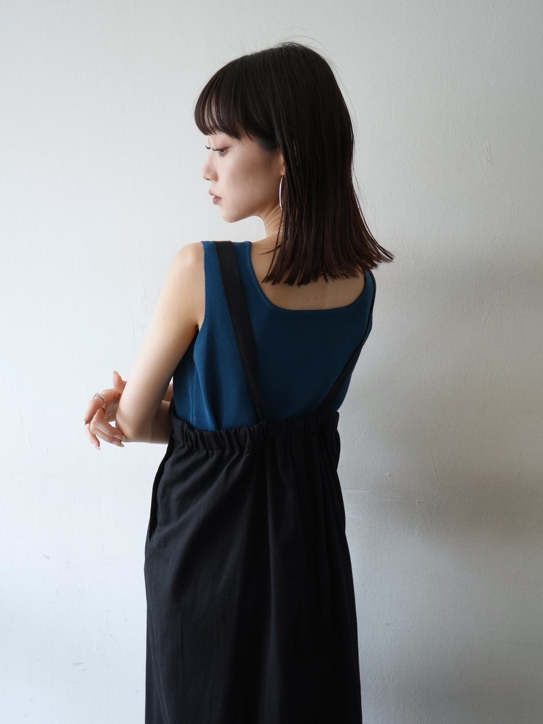 Square Summer Knit Tank Top/Blue
