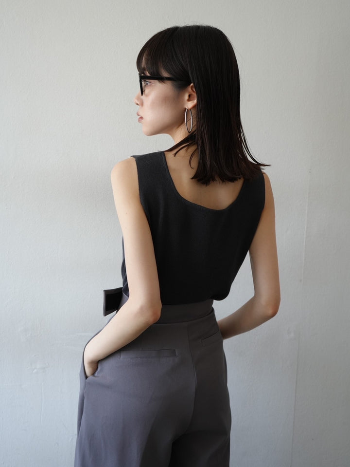 Square Summer Knit Tank Top/Charcoal