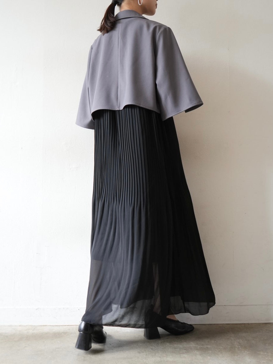 [Pre-order] Sheer Pleated Sleeveless Dress/Black