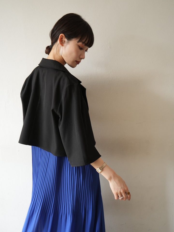 [Pre-order] Sheer pleated sleeveless dress/blue