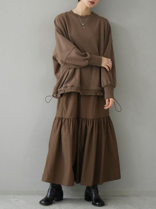 [Pre-order] Sweat docking dress/brown