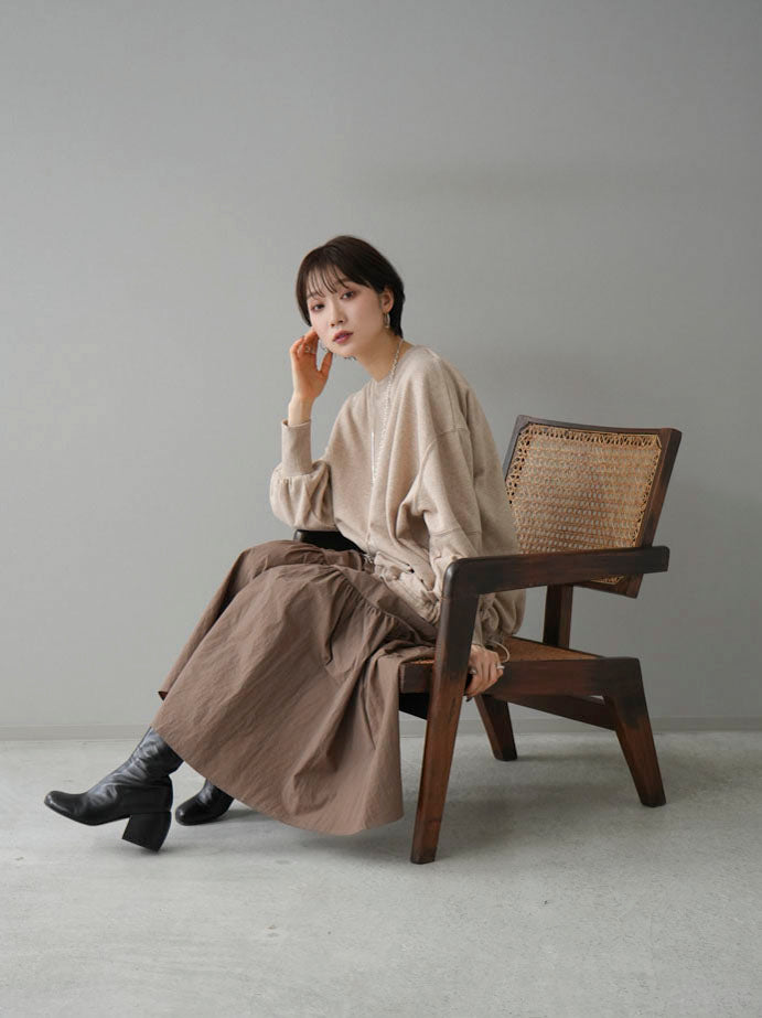 [Pre-order] Sweat docking dress/mocha