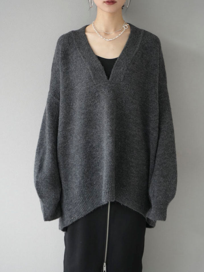 [Pre-order] Kaftan collar over knit pullover/charcoal