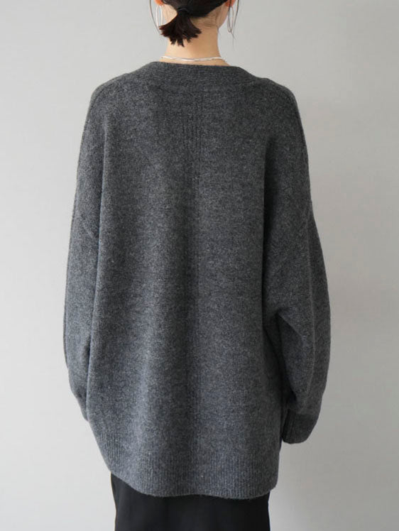 [Pre-order] Kaftan collar over knit pullover/charcoal