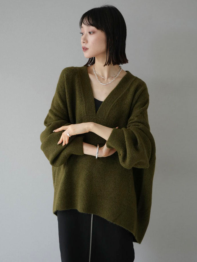 [Pre-order] Kaftan collar over knit pullover/khaki