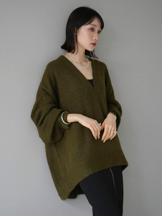 [Pre-order] Kaftan collar over knit pullover/khaki