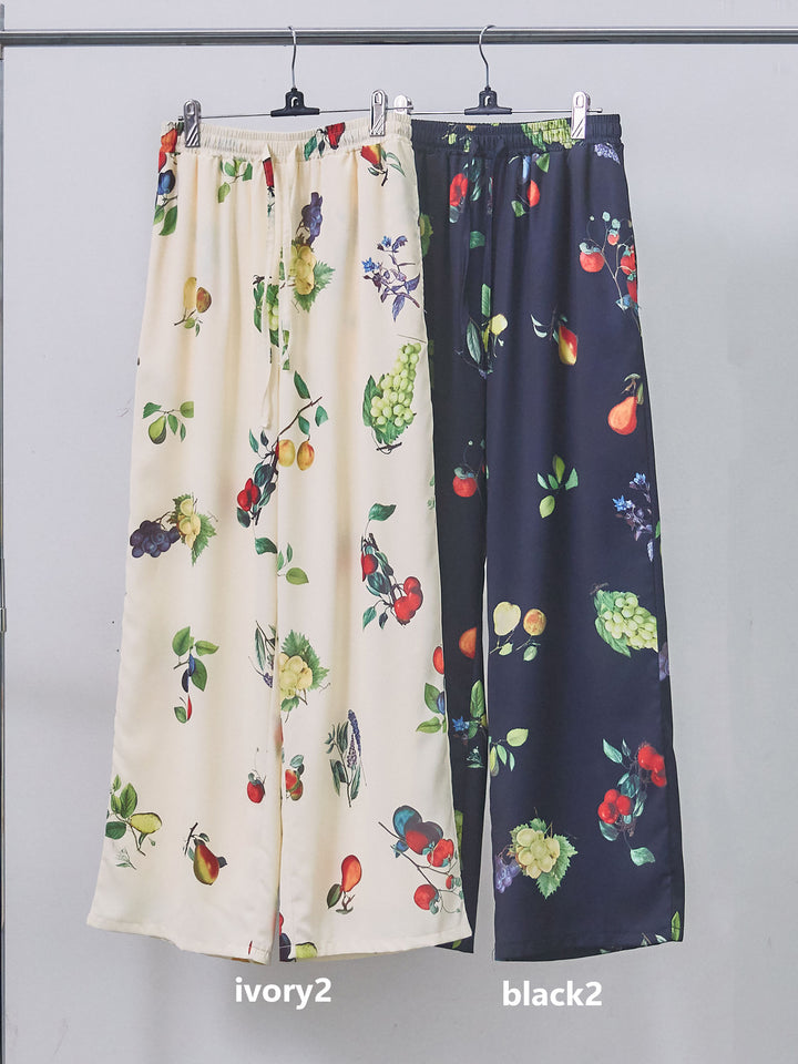 【Allure】[SET]テンセルデニムバックギャザーシャツ+ボタニカルプリントイージーパンツ(2set)