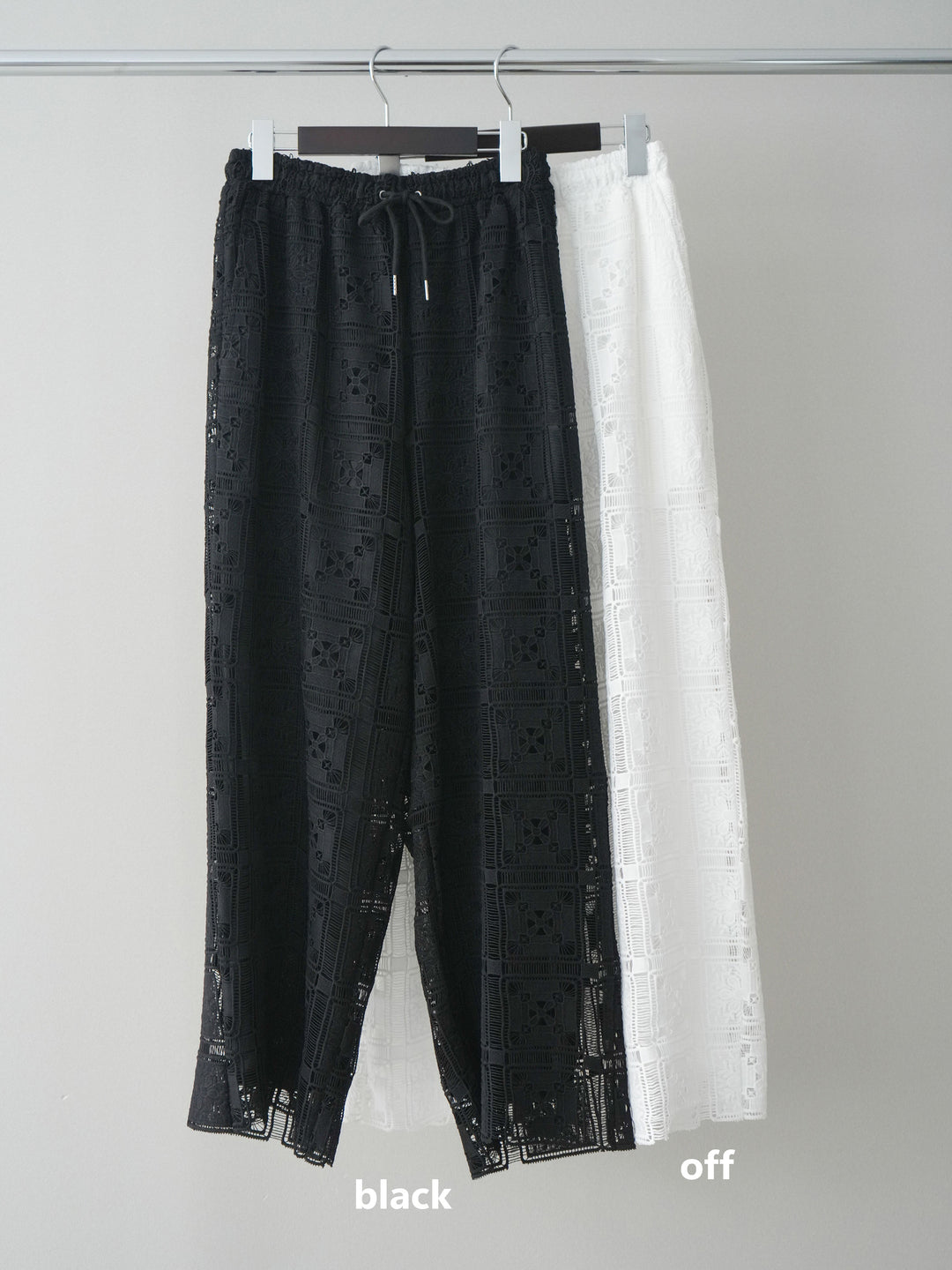 [SET]2wayベーシックルーズシャツ+パネルレースイージーパンツ(2set)