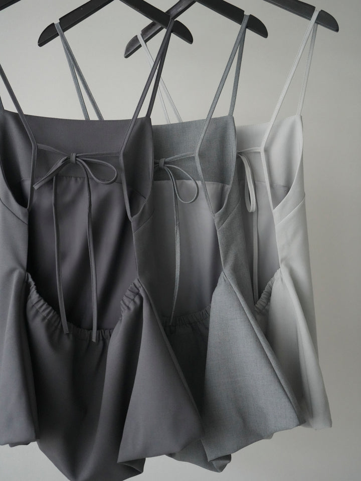 [SET]バックリボンバルーンチュニックキャミ+サイドレースポンチワイドパンツ(2set)