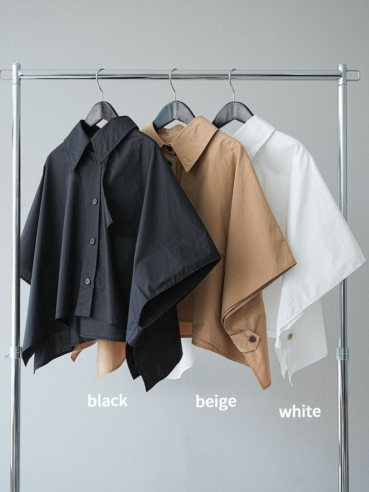 [SET]ポンチョショートシャツ+リネンライクイージーワイドパンツ(2set)