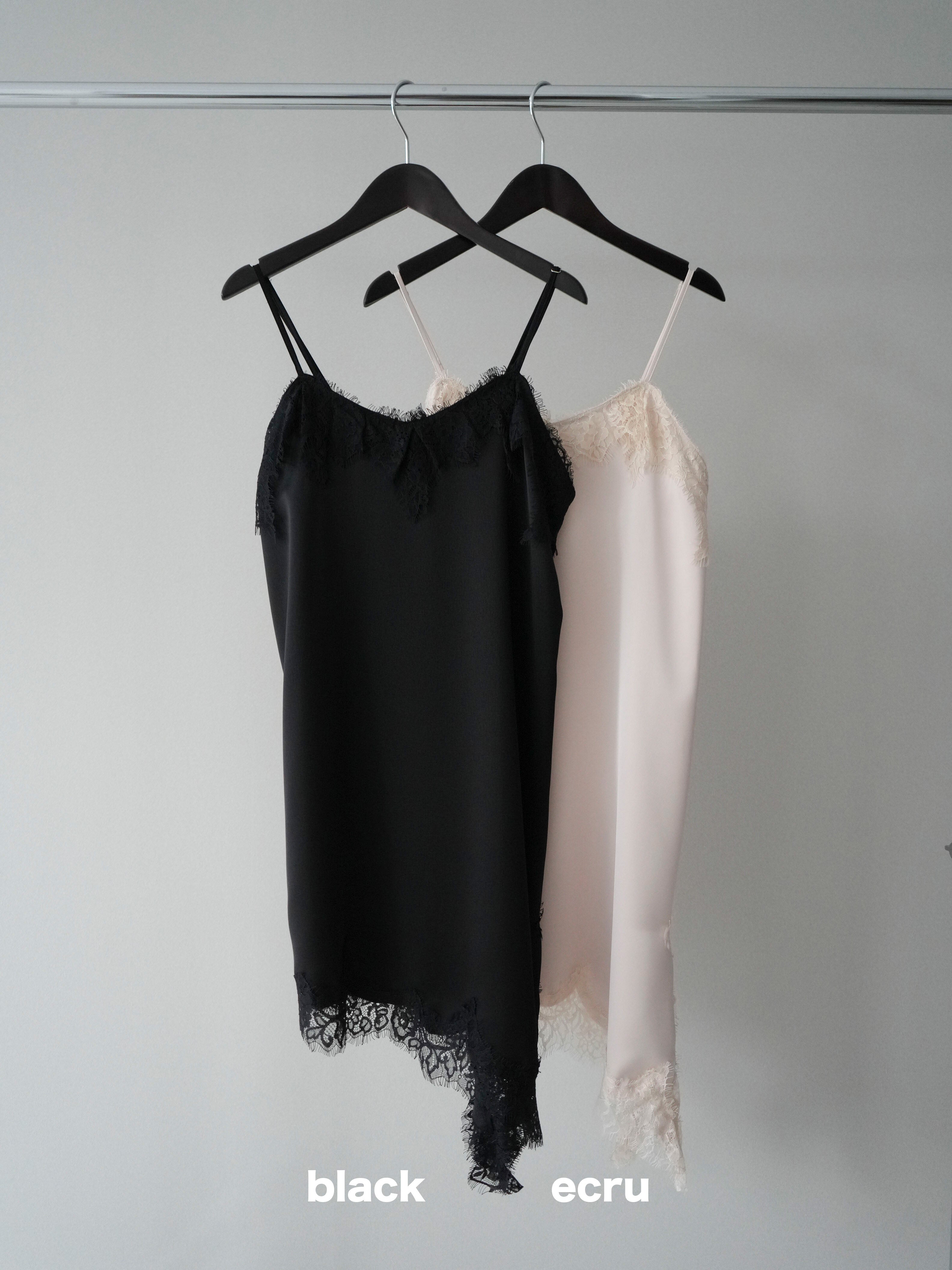 SET]アシンメトリーサテンレースキャミソール+アシンメトリーサテン