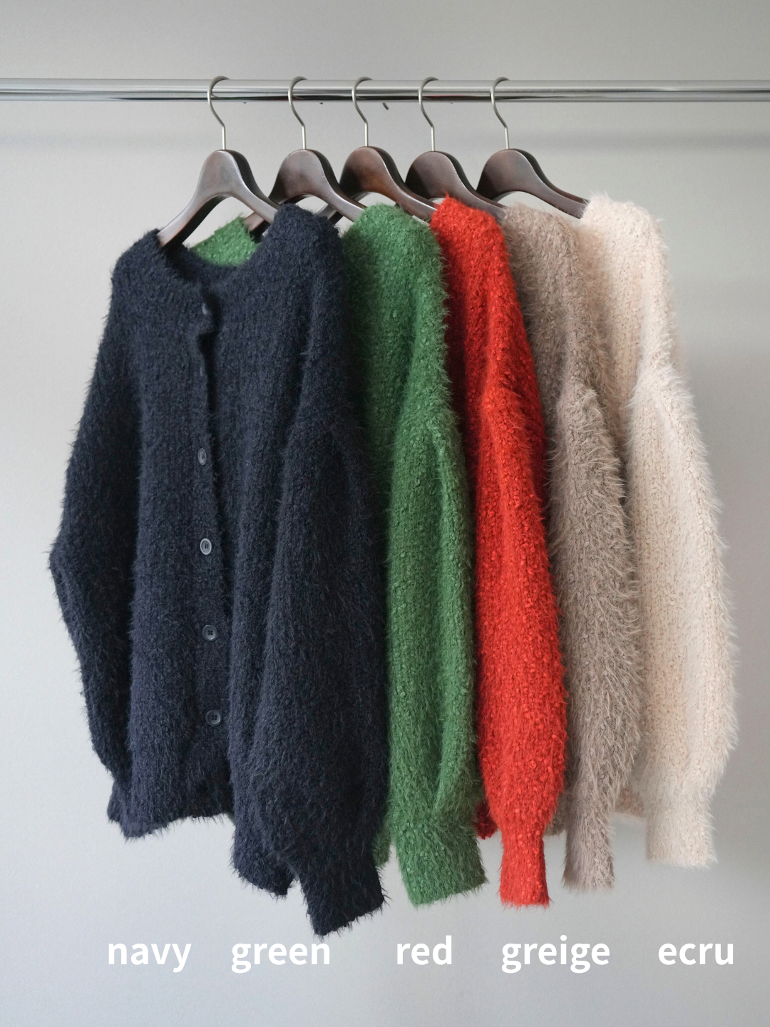 [SET]クルーネックランダムシャギーカーディガン+ベルトループデザインワイドパンツ(2set)