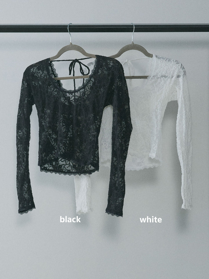 【Allure】[SET]バックオープンレーストップス+スカーフ付ワイドパンツ(2set)