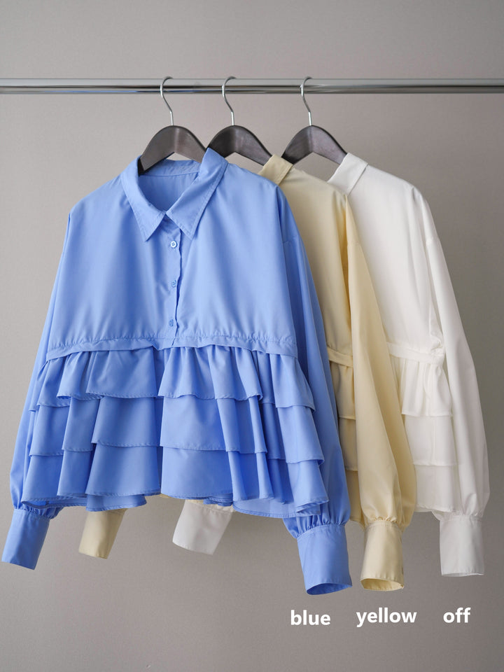 [SET]ブロードティアードショートシャツ+TRツイルデザインタックワイドパンツ(2set)