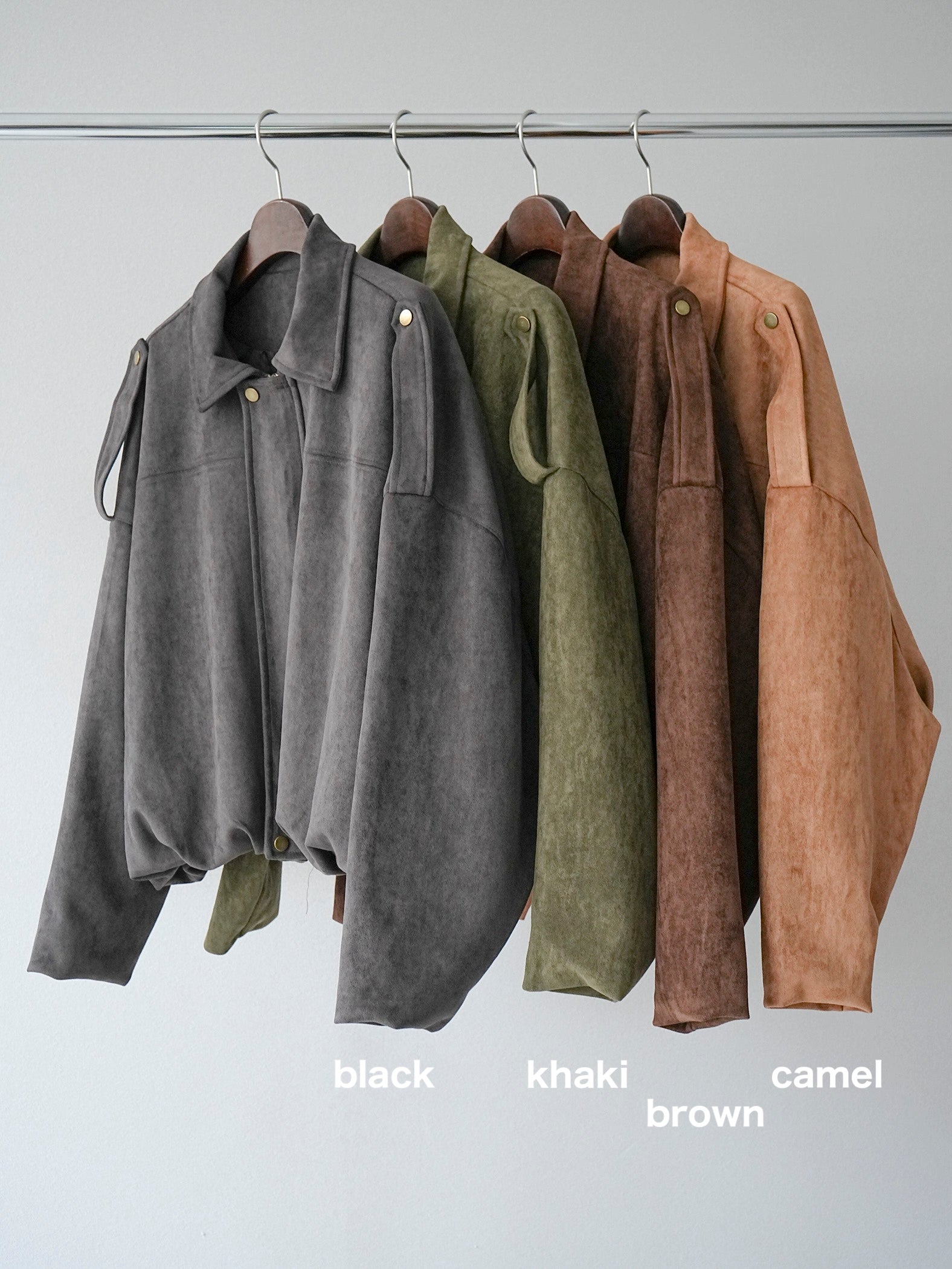 SET]スウェードオーバーブルゾン+ゴブランフロントジップタイト