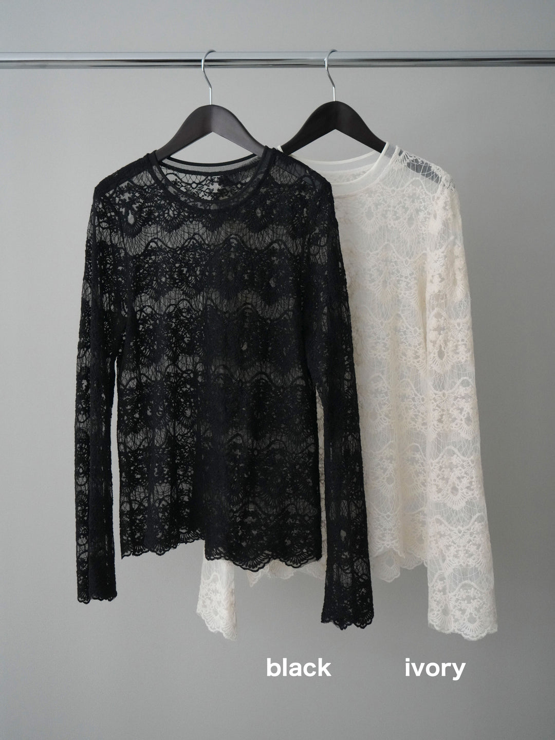 [SET]アンゴラタッチボートネッククロップドプルオーバー+チュールレーストップス(2set)