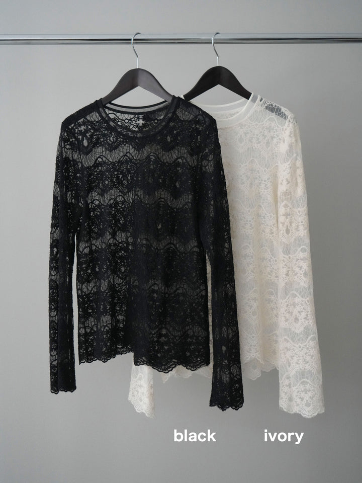 [SET]アンゴラタッチボートネッククロップドプルオーバー+チュールレーストップス(2set)