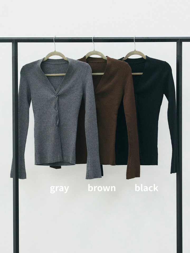 【Allure】[SET]フロントツイストリブニットトップス+フロントツイストリブニットトップス(2set)