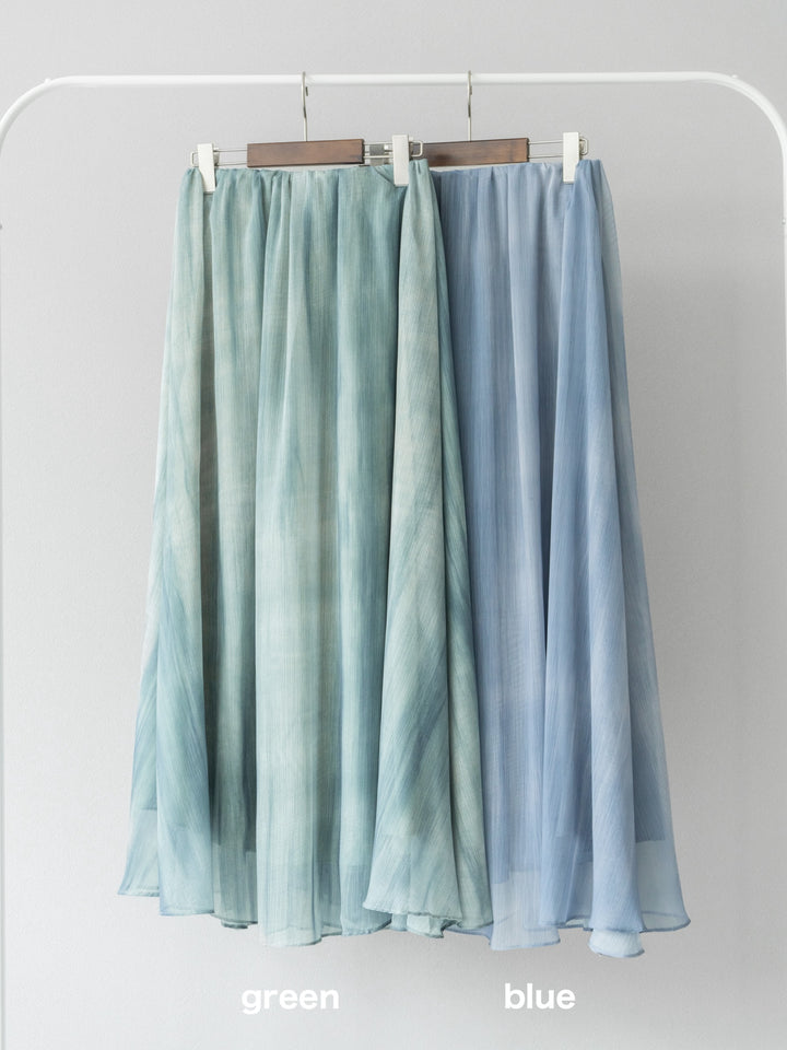 [SET]ニュアンスシアーホルターネックブラウス+ニュアンスシアーフレアスカート(2set)