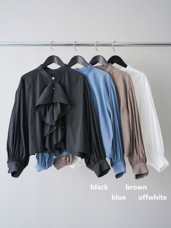 [SET]ラッフルフレアショートブラウス+ラッフルフレアショートブラウス(2set)