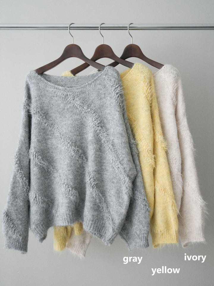 [SET]シャギーデザインニットプルオーバー+シャギーデザインニットプルオーバー(2set)