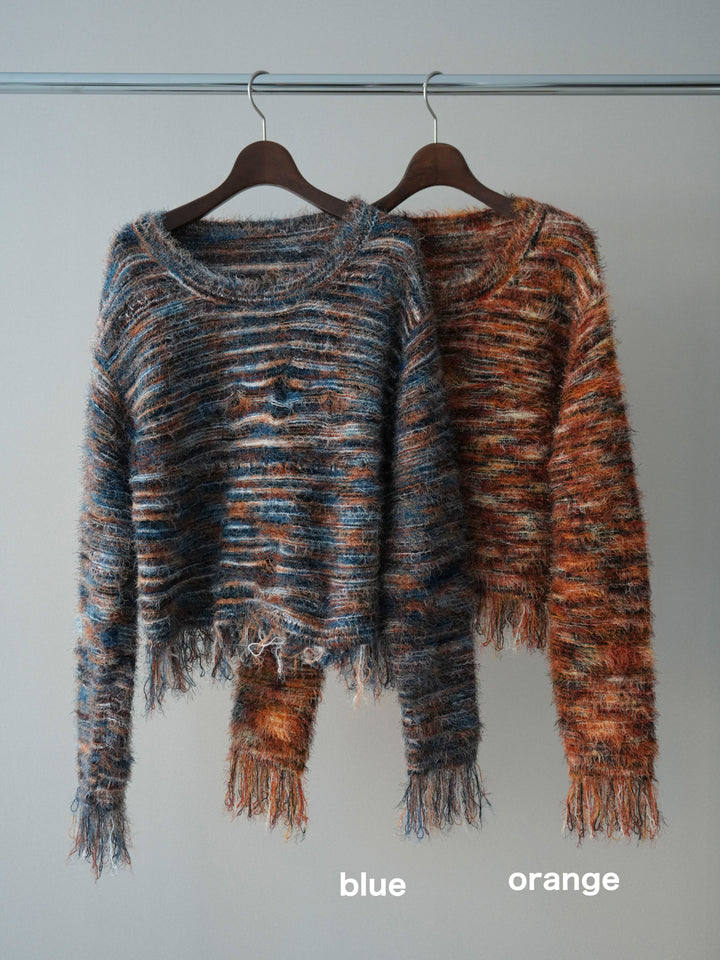 [SET]裾フリンジミックスヤーンシャギープルオーバー+裾フリンジミックスヤーンシャギープルオーバー(2set)