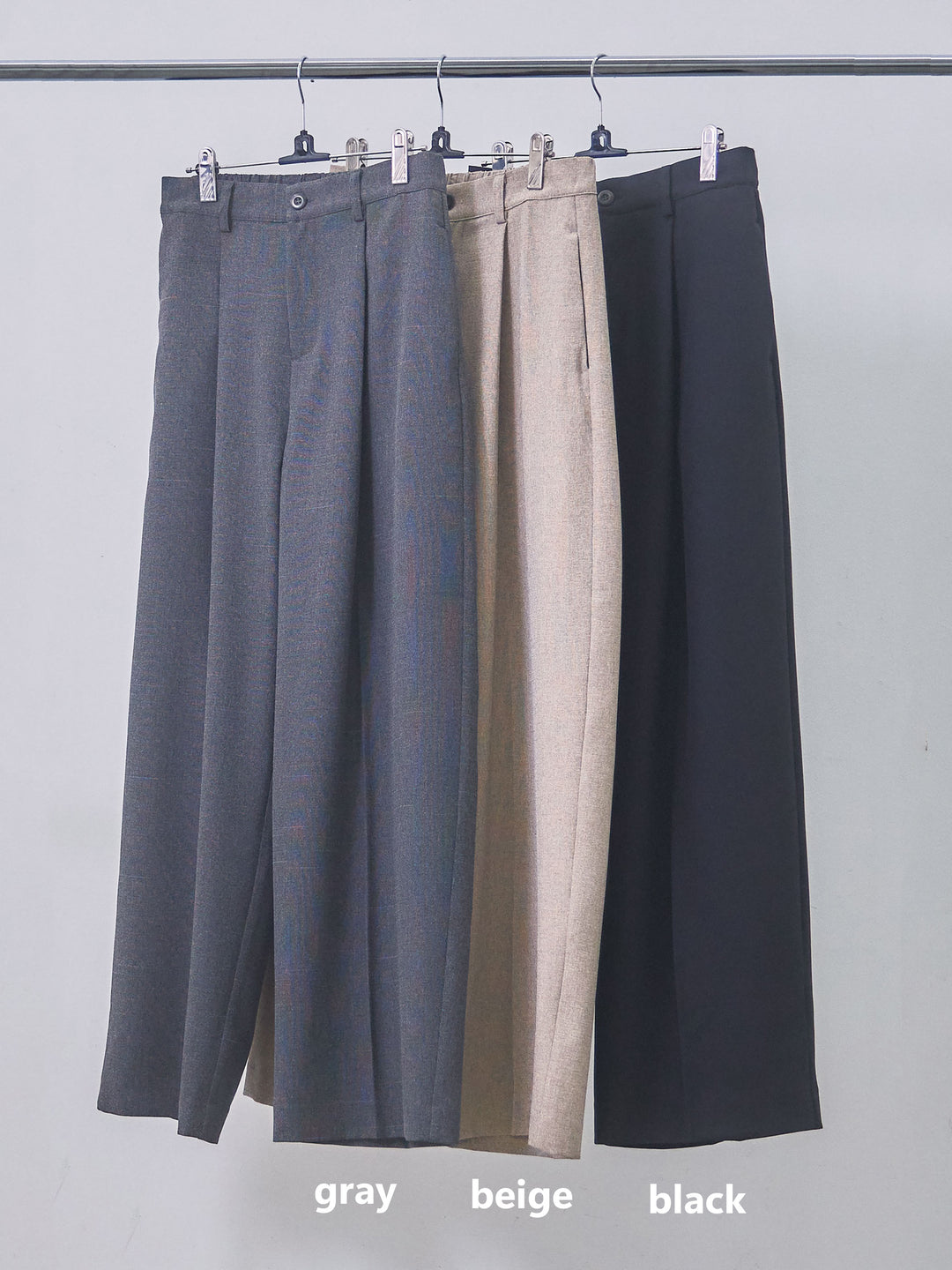 【Allure】[SET]杢調ミディ丈テーラードジレ+杢調ライトストレートパンツ(2set)