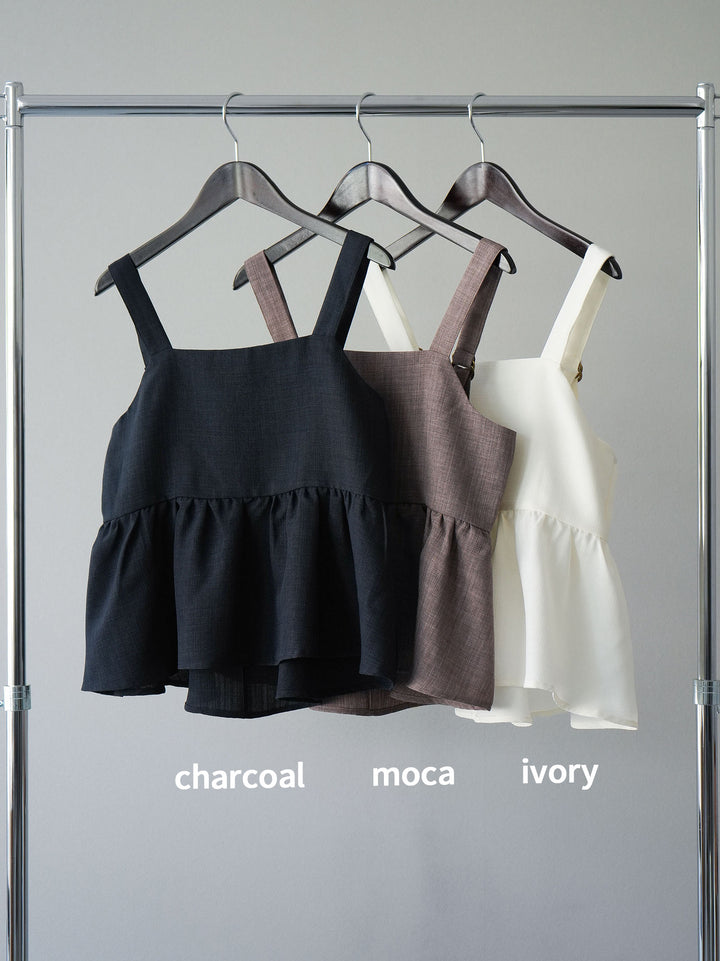 [SET]リネンライクビスチェ+リネンライクイージーワイドパンツ(2set)