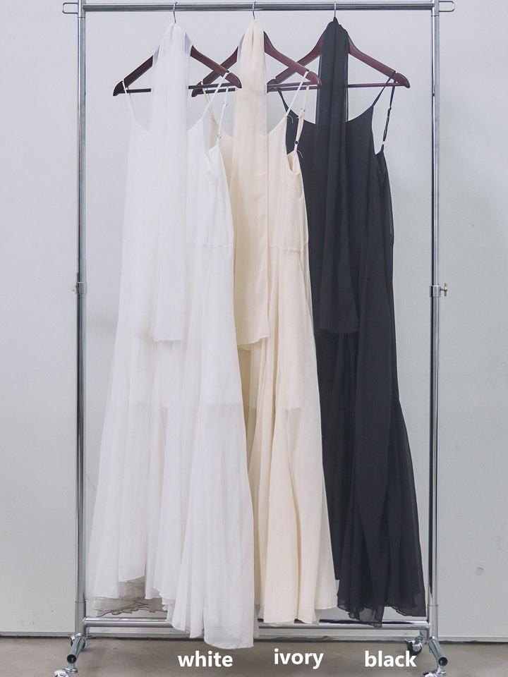 【魅力】[套裝] 蝴蝶結薄紗吊帶連身裙 + 蝴蝶結薄紗吊帶連身裙（兩件套裝）