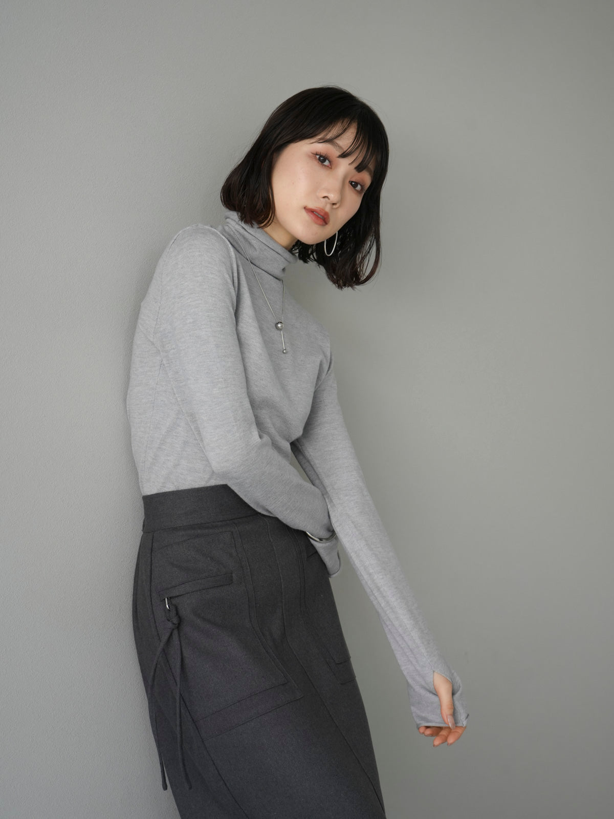 【美品】LIMIfeu ニット タートル グレー リブタートルニット グレー | SINME