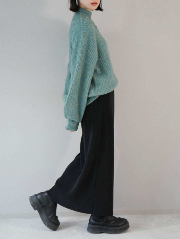 [Pre-order] Fingerhole Mix Yarn Mohair Touch Knit Pullover/Green