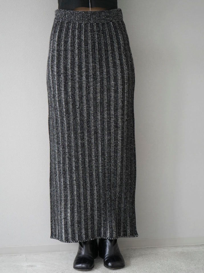 [Pre-order] Color-coordinated wide rib knit skirt/black