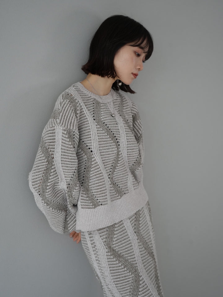 [Pre-order] Wave design mall knit pullover/ivory