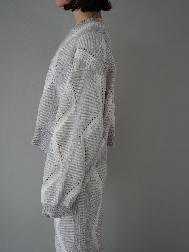 [Pre-order] Wave design mall knit pullover/gray