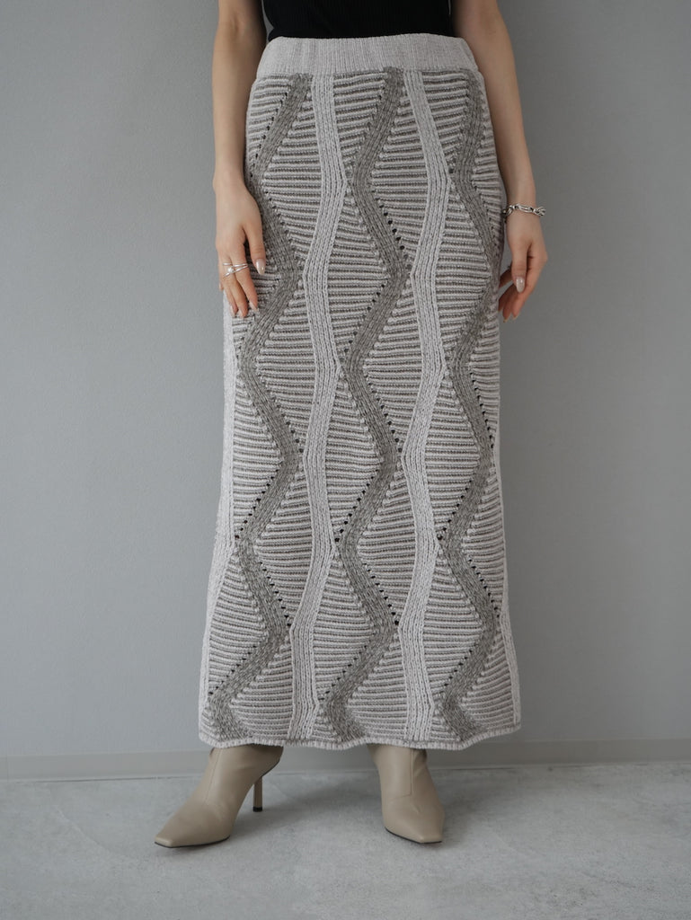 [Pre-order] Wave Design Mall Knit Skirt/Ivory – Lumier