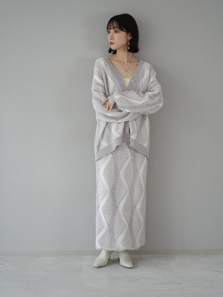 【預訂】波浪設計商場針織裙/灰色