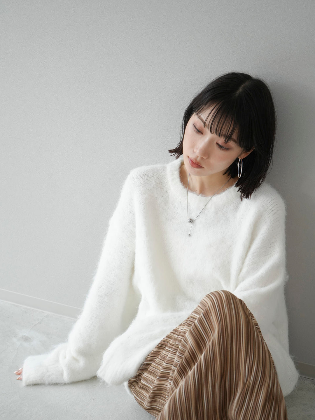[Pre-order] Wool blend mohair touch shaggy knit pullover/off
