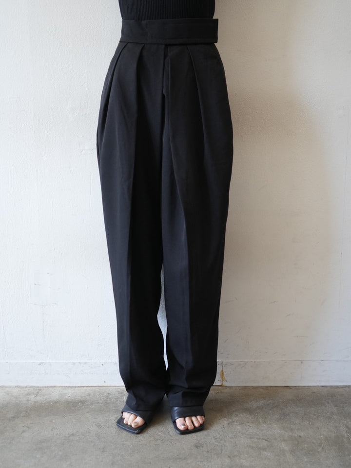 Waist tape wrap design wide pants/black
