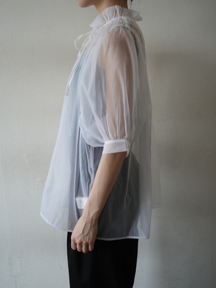 [Gift Campaign] Organdy Half Sleeve Blouse/White
