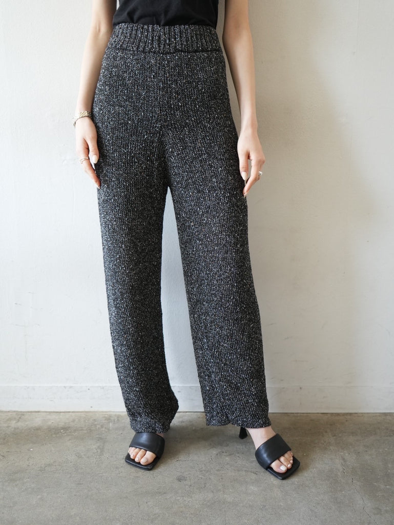 新品Lautashi ラウタシー　ブラックニットパンツ　MN174 新品Lautashi ラウタシー ブラックニットパンツ MN174