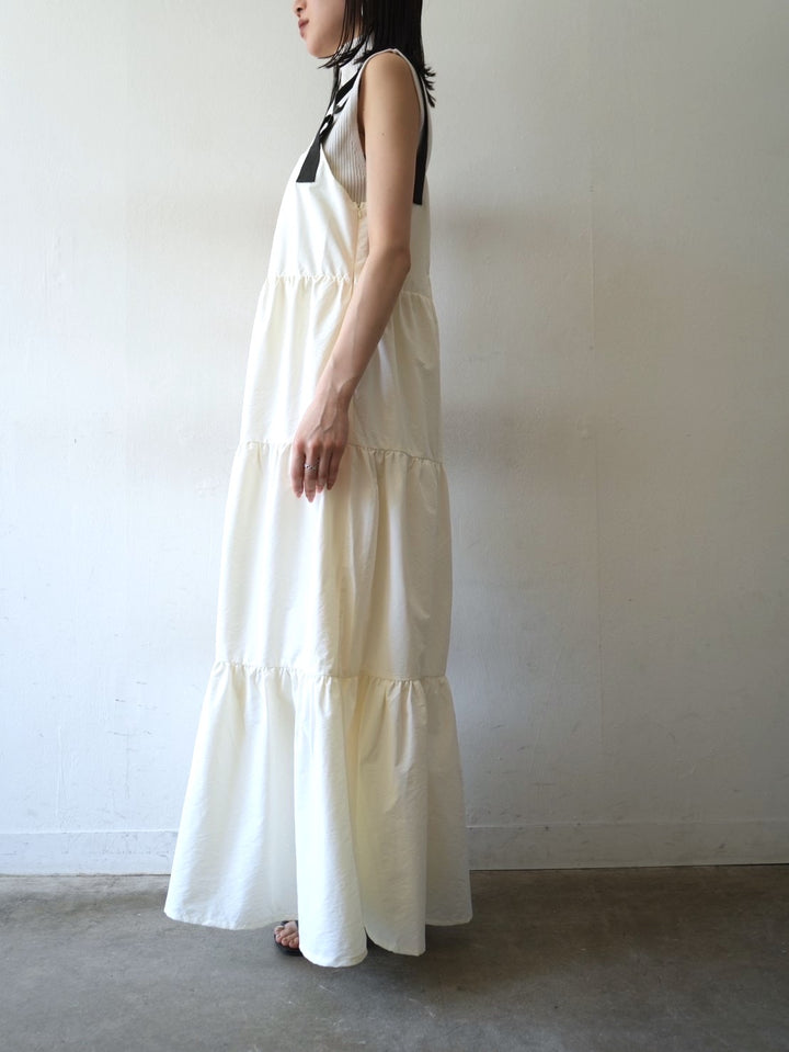 Nylon tiered dress/ivory