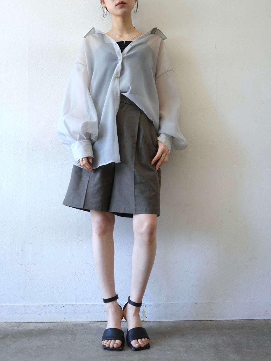 透明紗外套衫/灰色