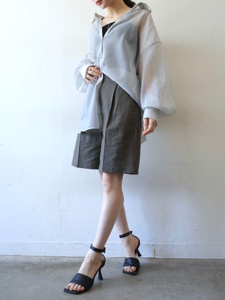 透明紗外套衫/灰色