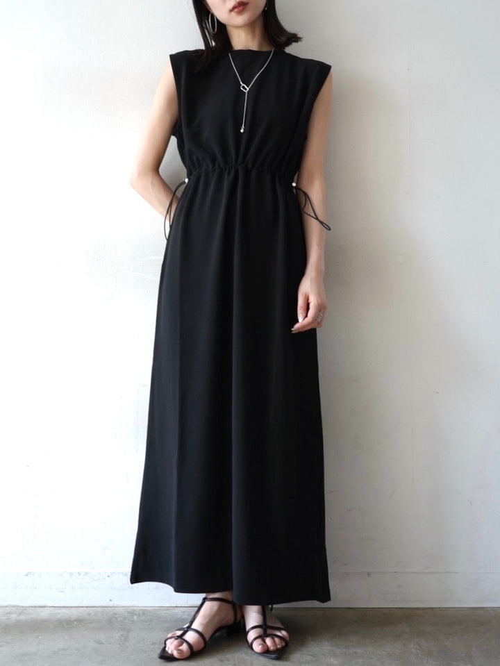 Gathered waist ponte dress/black
