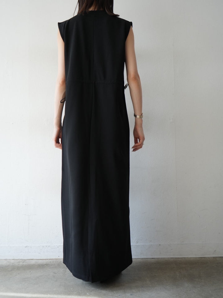 Gathered waist ponte dress/black