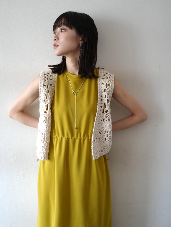 [Pre-order] Gathered waist ponte dress/yellow