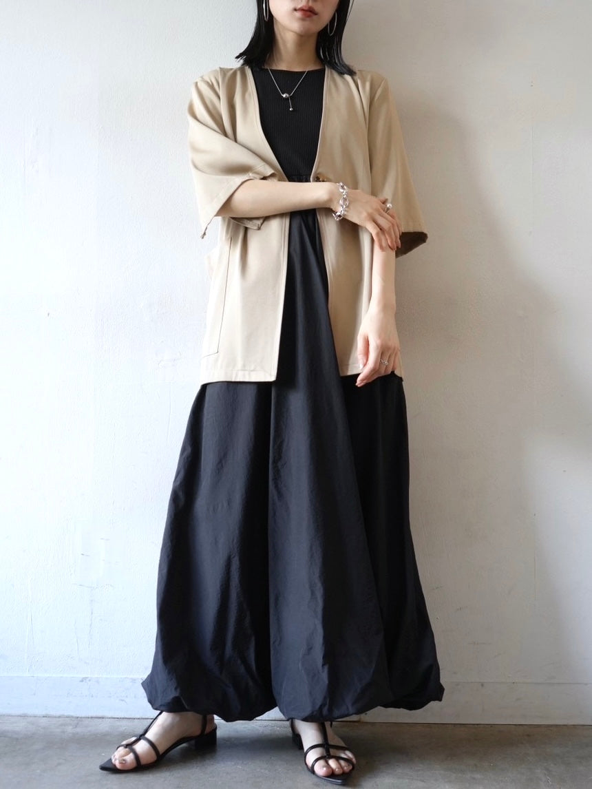 予約]アメスリドッキングナイロンバルーンワンピース/ブラック