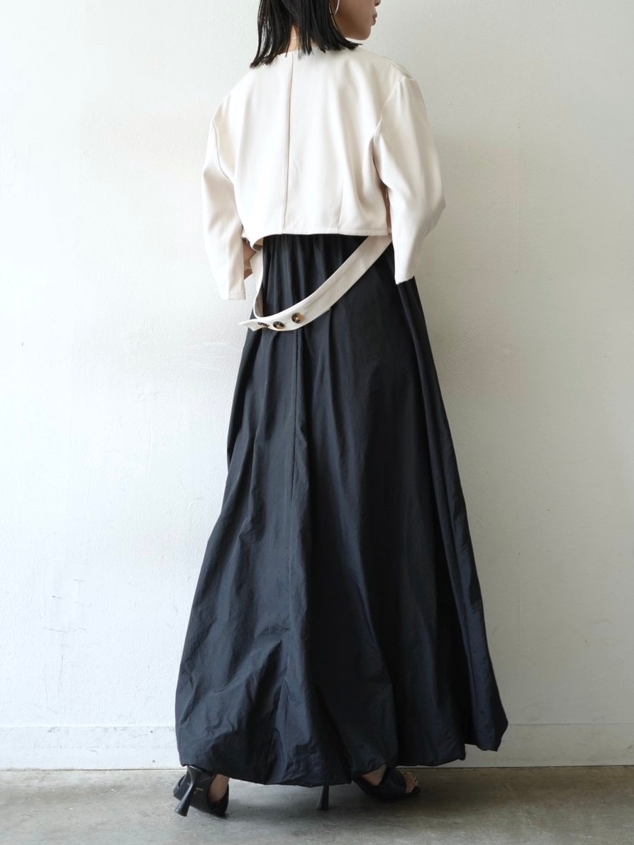 予約]アメスリドッキングナイロンバルーンワンピース/ブラック